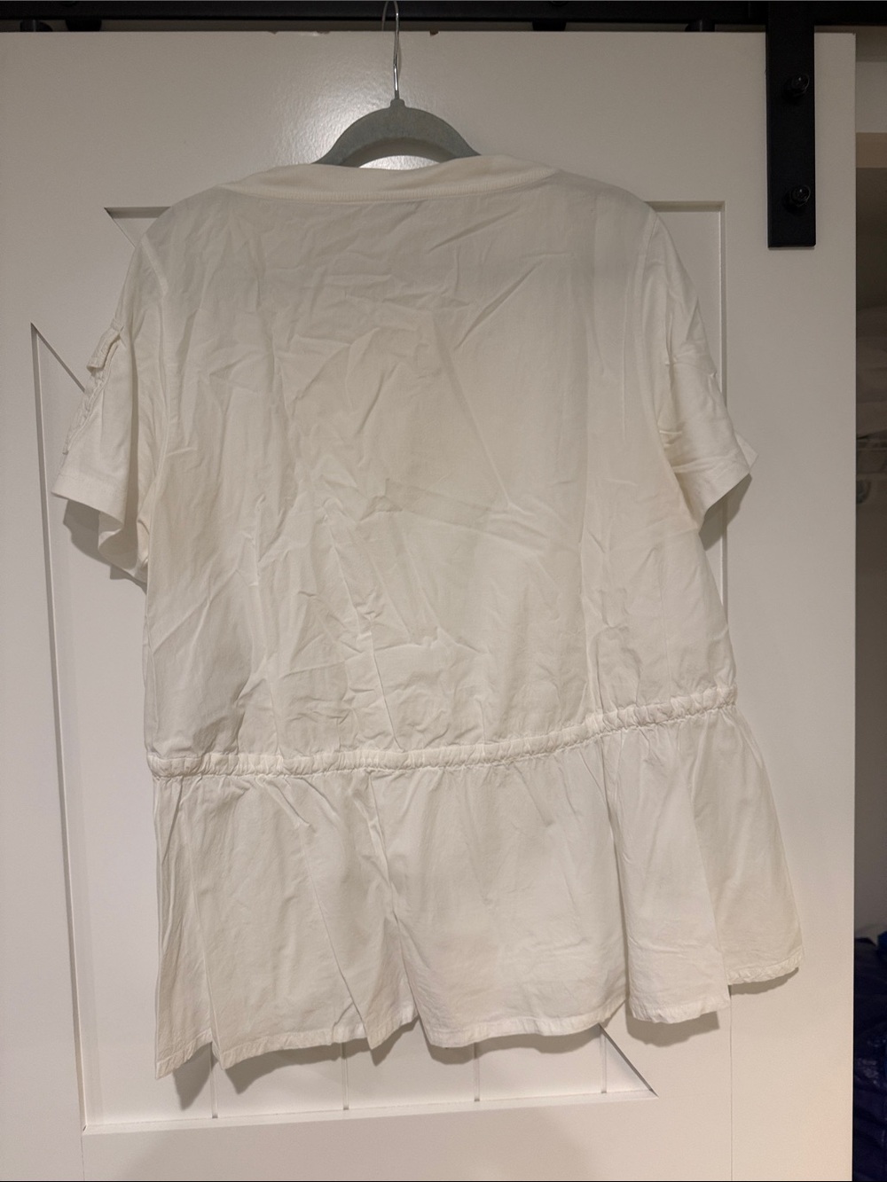 Moncler Cream white Short Sleeve Drawstring Waist Tee size large - Picture 9 of 10